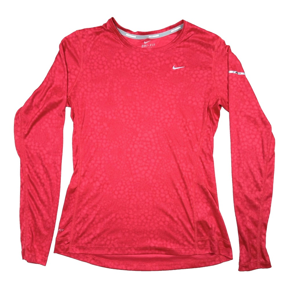 Nike Pullover Shirt Womens Small Pink Tonal Athletic Running Dri-Fit Miler Swosh